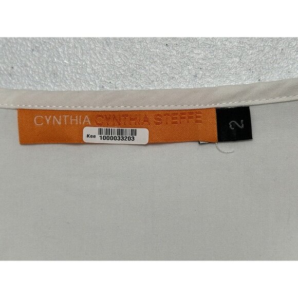 Cynthia Steffe‎ White Tunic Top Rhinestone Embellishment Brooch Eyelet Sleeves 2 - Picture 5 of 7